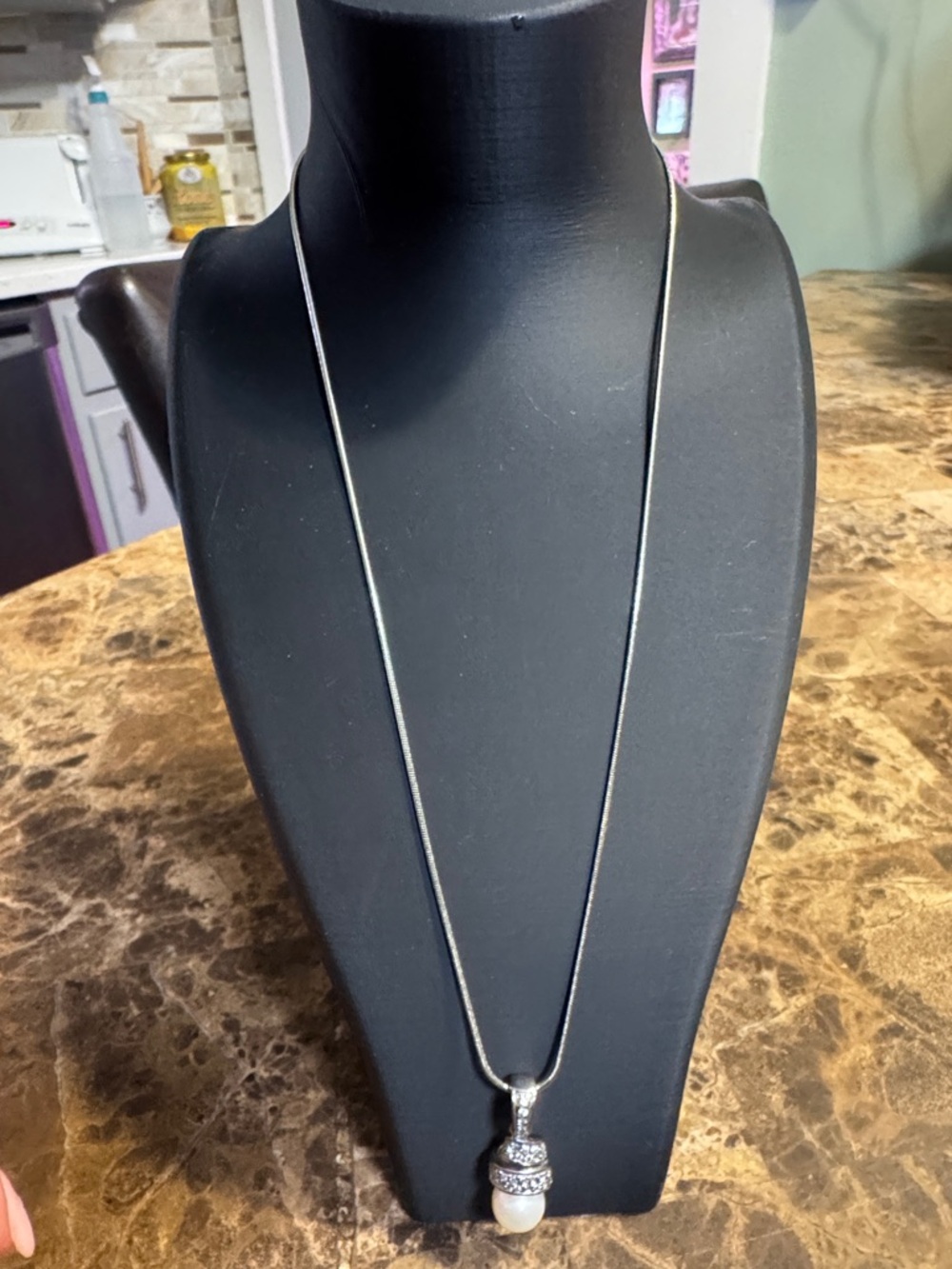 Lia Sophia Silver Necklace with White Pendant